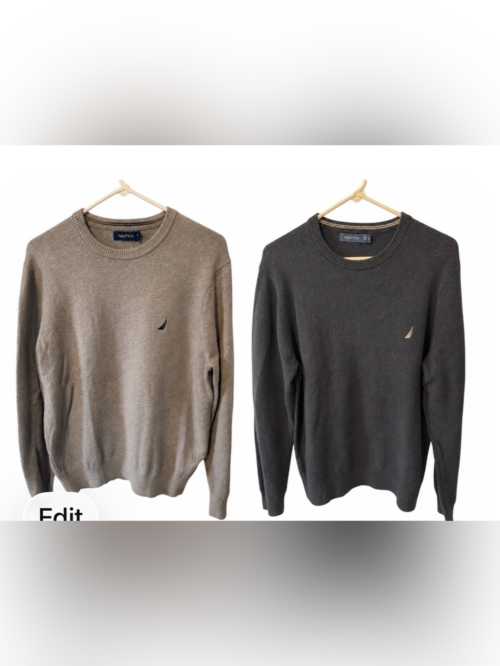 2 Nautica Men's Crewneck Pullover Long Sleeve Sweaters in Gray & Navy Sz Medium